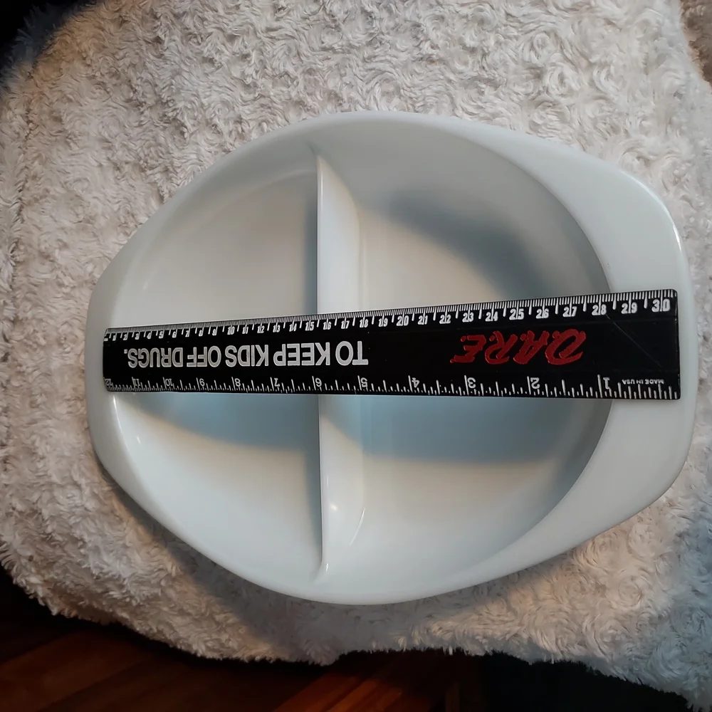 Pyrex White Divided Serveware 70s Dining Essential Milk Glass Serving Dish